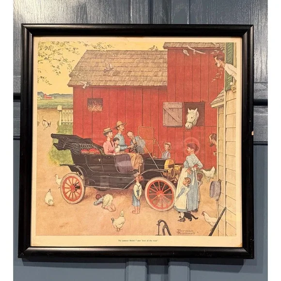 Norman Rockwell The Famous Model T Boss of the Road Framed Lithograph Print Art - Picture 4 of 5